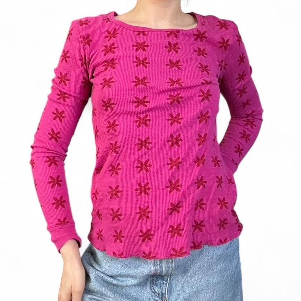 Vintage GAP waggle knit flower long sleeve shirt
